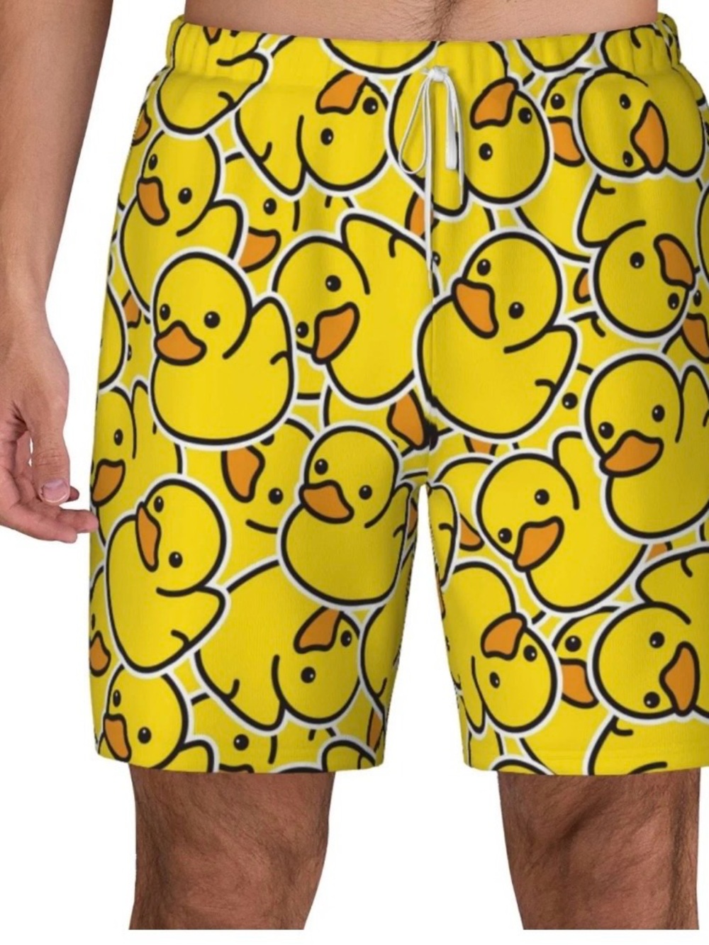 Men's Yellow Duck Print Swim Trunks 4XL